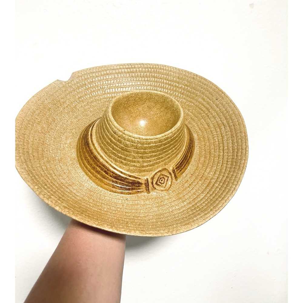 VINTAGE‎  POTTERY SOMBRERO COWBOY HAT CHIP DIP SALSA SERVING BOWL Made In USA